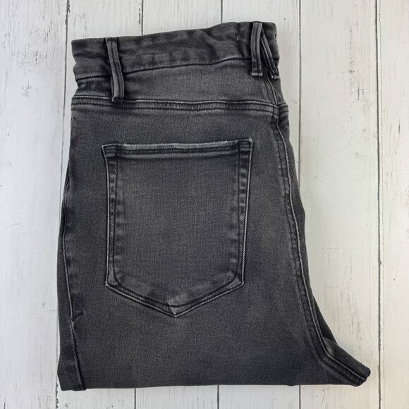 Good American Black271 Classic Slim-Straight Raw Step-Hem Jeans Plus Size 15 - Picture 13 of 14